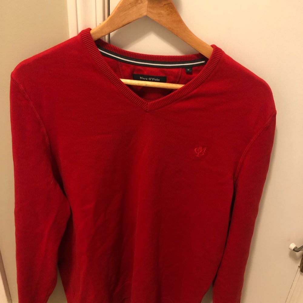 Marc O'Polo Men's V-Neck Red Sweater
